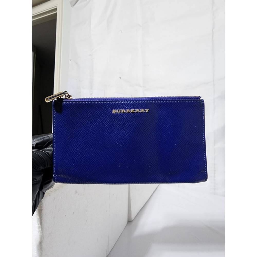 BURBERRY Patent Constantine Continental Wallet Blue